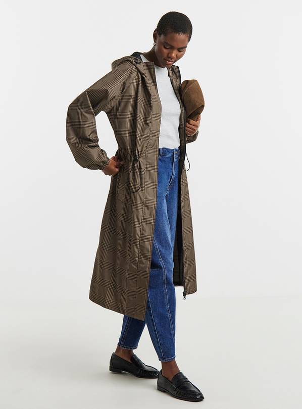 JD WILLIAMS Check Print Longline Lightweight Raincoat 20-22
